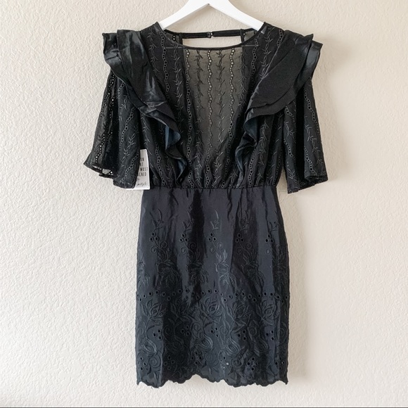 Free People Party Mackenzie Mini Dress Black NWT 2 - Picture 3 of 8